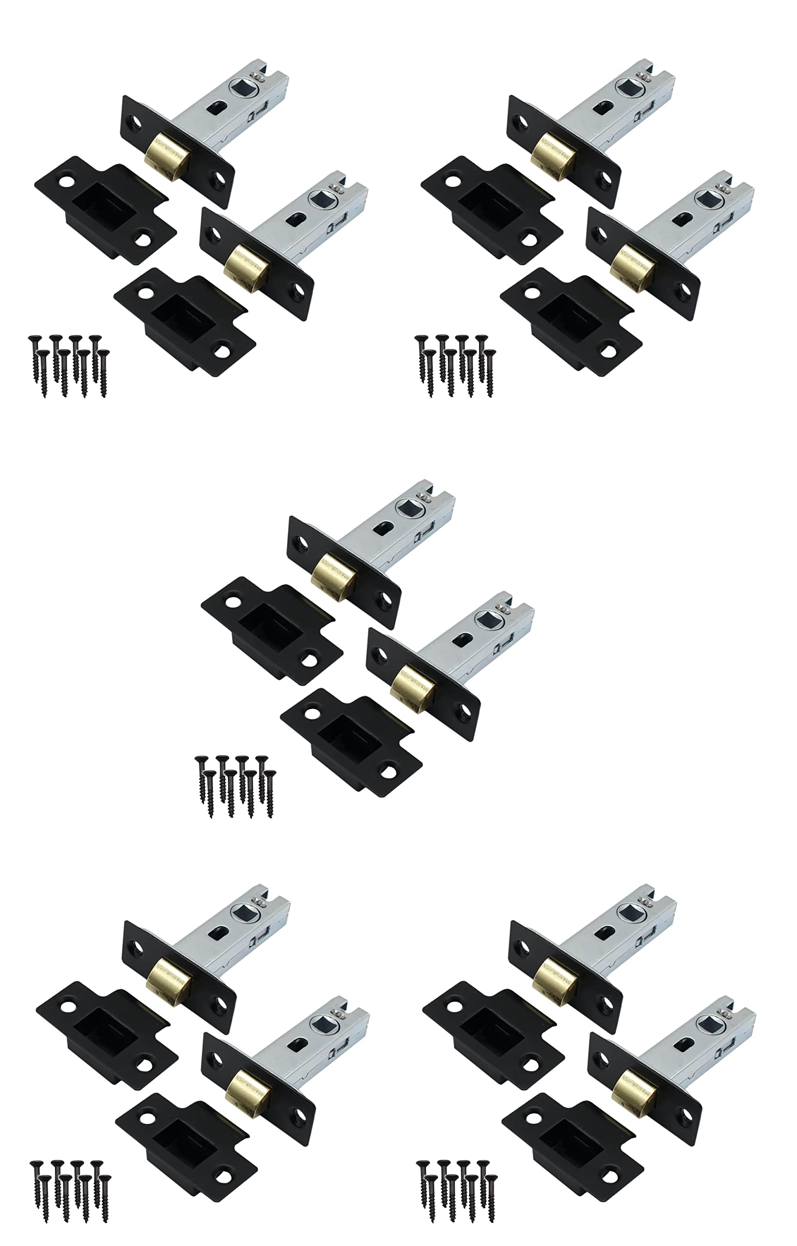 Golden Grace Matt Black Premium Tubular Mortice Door Latch In Finish For Sprung Lever Door Handles, Pack Of 10-65Mm