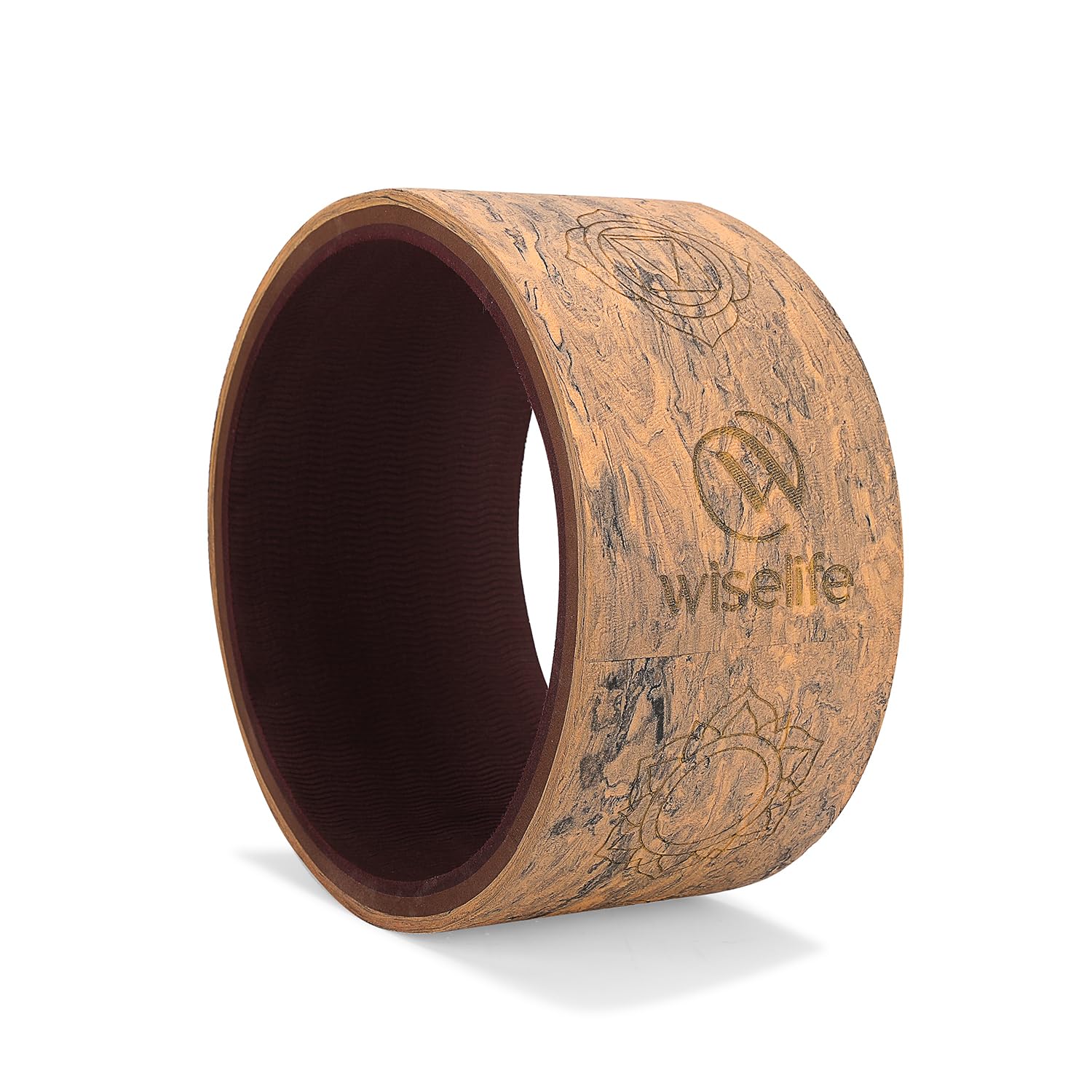 Wiselife Yoga Wheel Pro For Men & Women | Big Circle Wheel For Abs, Home Training, Deep Tissue Massage, Back Pain, Stretching, Back Bends, Body Posture, Sweat Resistant | 13 x 6 inch (Wooden)