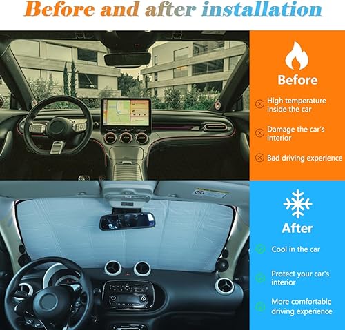 Miniatura 2 de YIWANG Parasol para parabrisas de automóvil, parasol para ventana trasera completa para Benz Smart, protector de visera solar contra rayos UV
