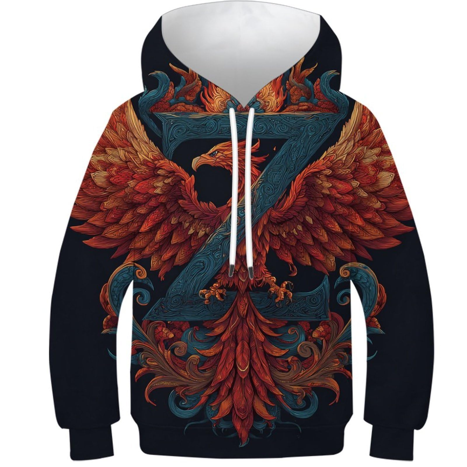 Sweat à capuche enfant coupe unisexe 12-14 ans imprimé Phoenix 3D - 8
