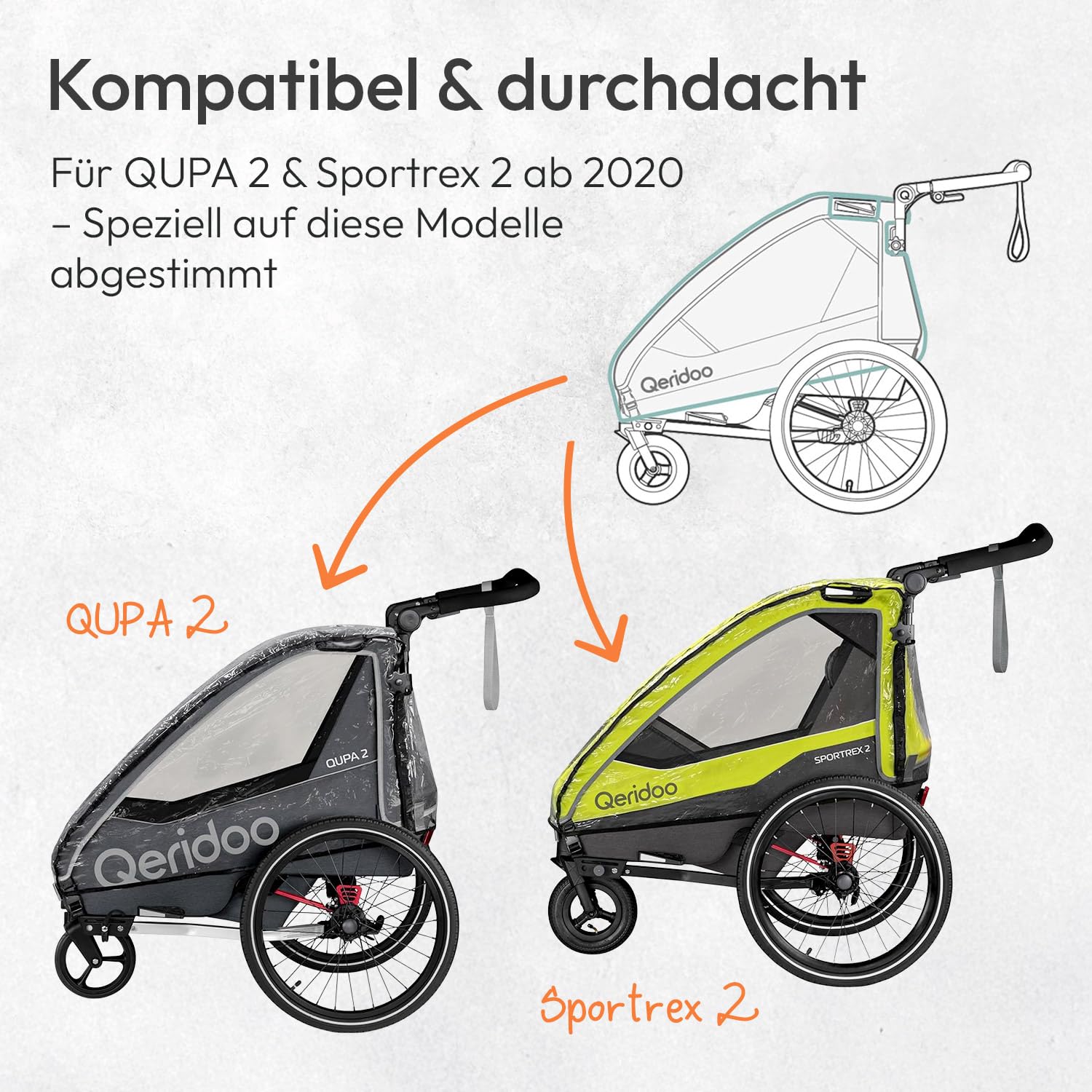 QERIDOO Osłona przeciwdeszczowa QUPA 2 / Sportrex 2 Akcesoria do krzeseł/wózków, Młodzież Unisex, przezroczysta (Transpara), Jeden rozmiar