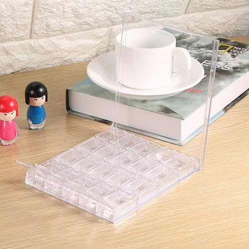 Miniatura 7 de Caja de almacenamiento de uñas moderna, 20 compartimentos, acrílico transparente, aprox. 4.9 x 5.7 x 0.6 in / 4,9 x 5,7 x 0,6 pulgadas, ligera y no