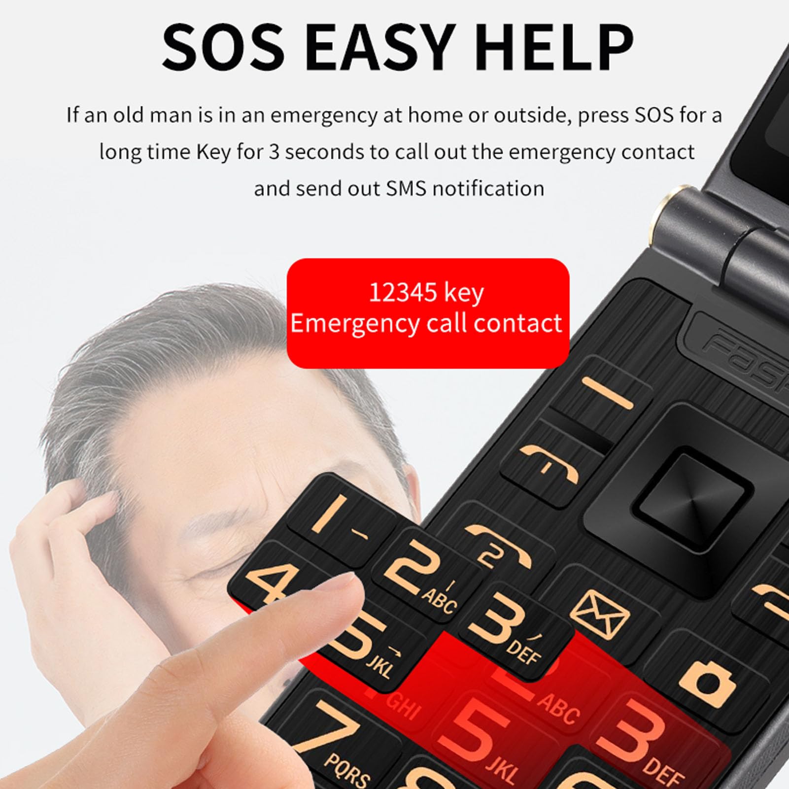3G Unlocked Senior Flip Cell Phone, Big Button Dual SIM Seniors Cell Phone, 3.0-calowy Dwustronny Duży Ekran, 5900mAh Battery, Flip Mobile Mobile dla Starszych i Dzieci(Złoto)