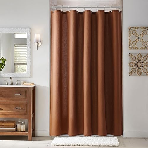 Miniatura 134 de Naturoom cortina de ducha de 36 pulgadas - cortina de ducha estrecha para espacio pequeño, de medio tamaño, de lino verde ultra gruesa, juego