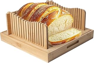 3-in-1 Foldable Bamboo Bread Slicer Tray with Crumb Catcher & Adjustable Guide - Perfect for Homemade, Sourdough, Sandwich Bread - Slice Perfectly into Even, Thin Pieces (Knife Not Included)