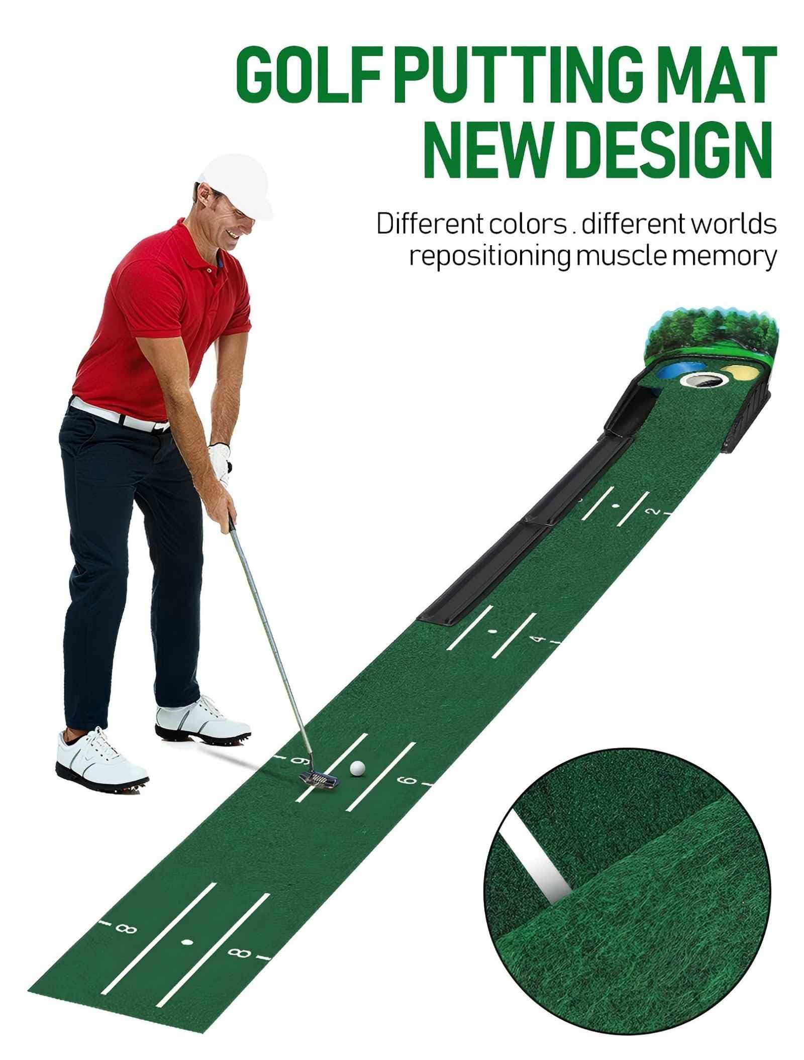 275x35CM Indoor-Golfmatte – Professioneller Übungsrasen für Zuhause, Büro und Garten | rutschfeste Golf-Trainingsmatte für Schwung und Putten, robuste, tragbares Design,ideal für Indoor-Golf