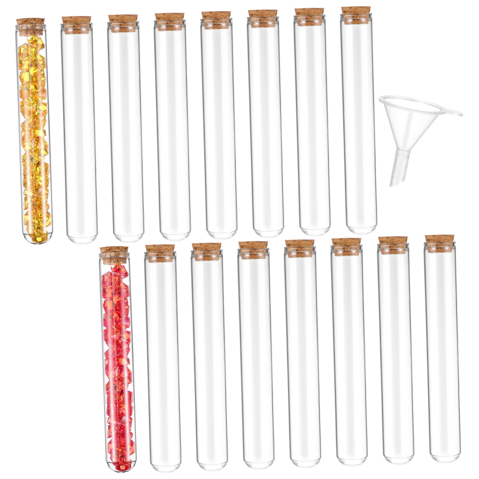 MUSISALY 16 Pcs Test Tubes with Lids Glass Test Tubes Test Tube Bottles Test Lab Tubes Wood Glass Plastic