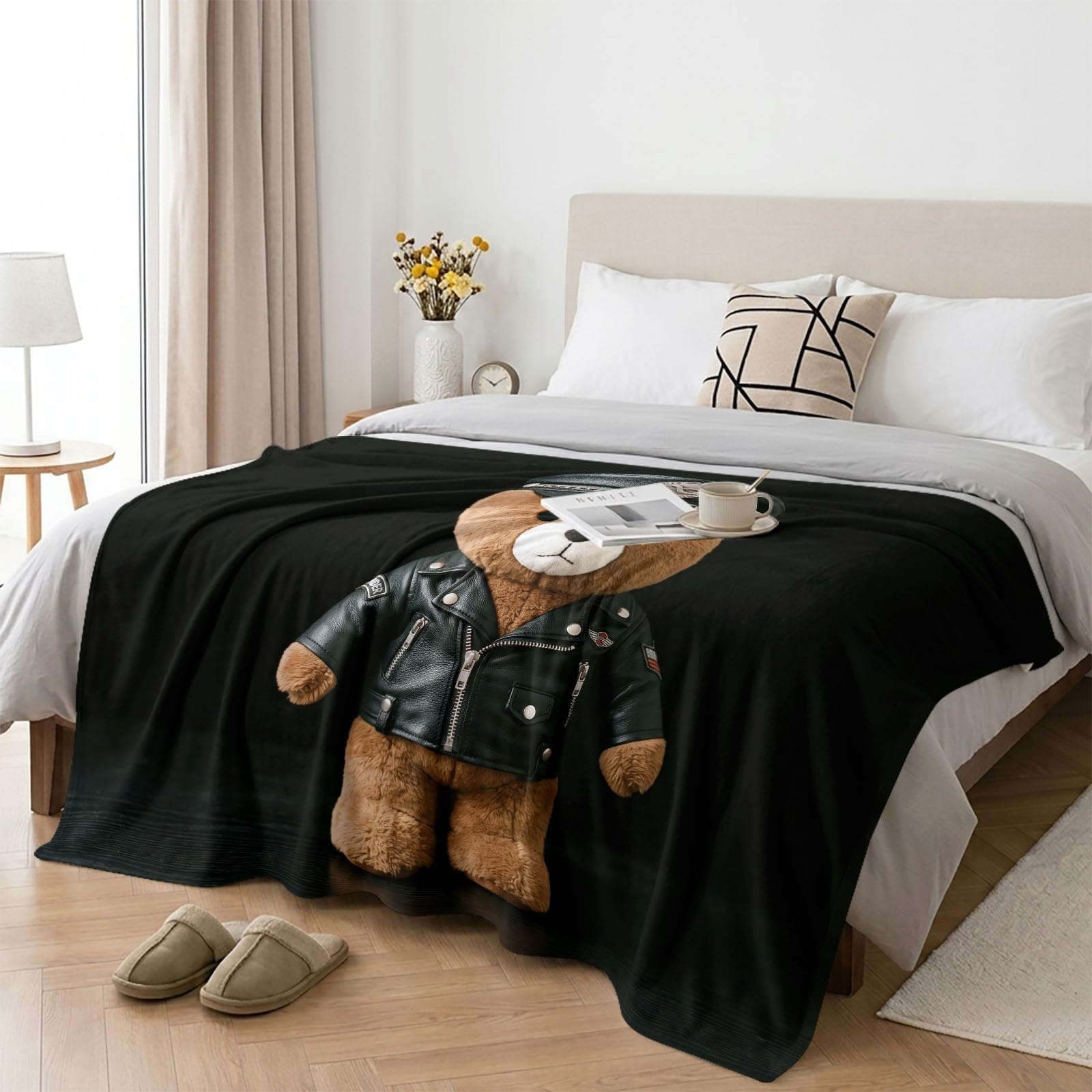 Generisch Kuscheldecke Decke 180x220 cm, Cartoon Süß Weiche Flanell Fleecedecke, Teddybär Jacke Hut Wohndecken Couchdecke Flauschig Tagesdecke Sofadecke für Bett Sofa Schlafzimmer