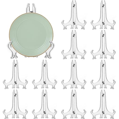 LonlyEagle 12 Pack 6 Inch Clear Plastic Easels or Stand/Plate Holders