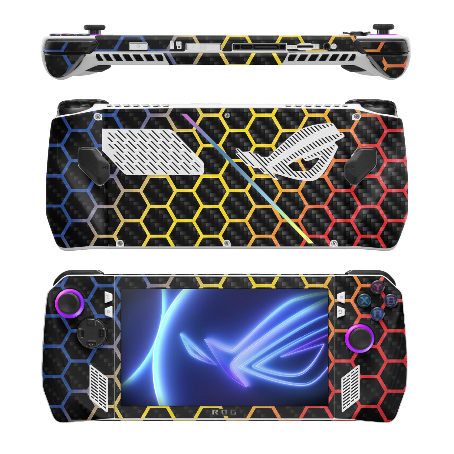 MightySkins Carbon Fiber Skin Compatible with Asus ROG Ally - Primary Honeycomb | Protective, Durable Textured Carbon Fiber Finish | Easy to Apply