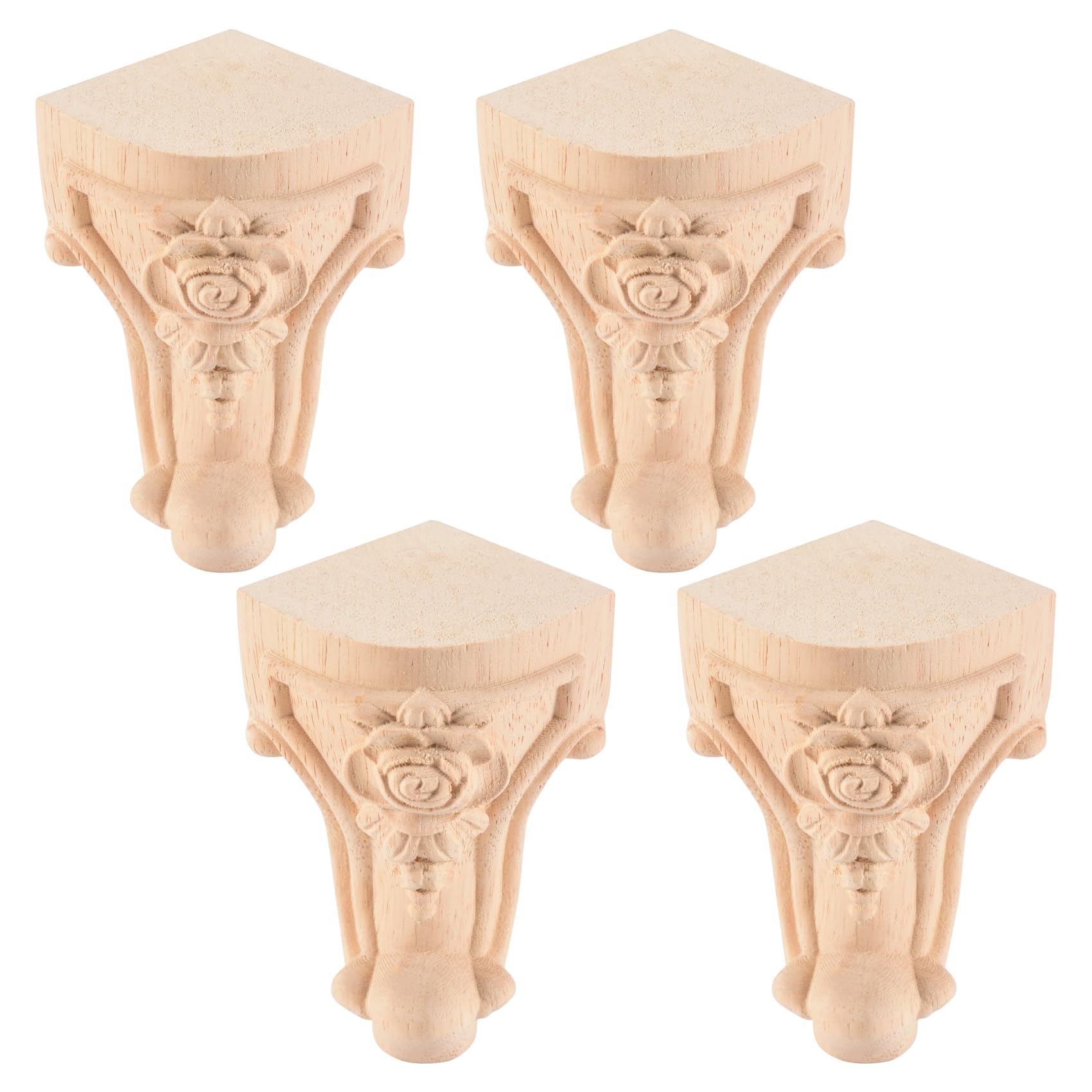 Aisuoka Light 4Pcs 10X6cm European Style Solid Wood Carved Furniture Foot Legs Tv Cabinet Seat Feets
