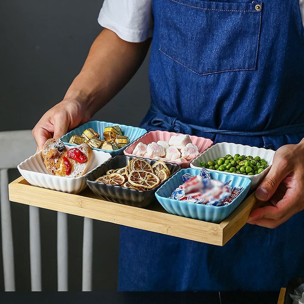 Ciotoline da Snack 6 compartimento diviso in ceramica salsa in ceramica piatto imastidire ciotole dessert dessert piccolo piatto antipasto piatti for salsa di soia aceto di aceto di sushi kethup bbq s
