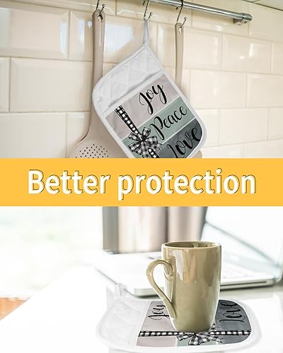 Miniatura 7 de Merry Christmas 3Pcs Pot Holders for Kitchen,Non Slip & Heat Insulation Terry Cloth Potholder Set with Pocket,Thick Hot Pad Oven Mitts Trivet