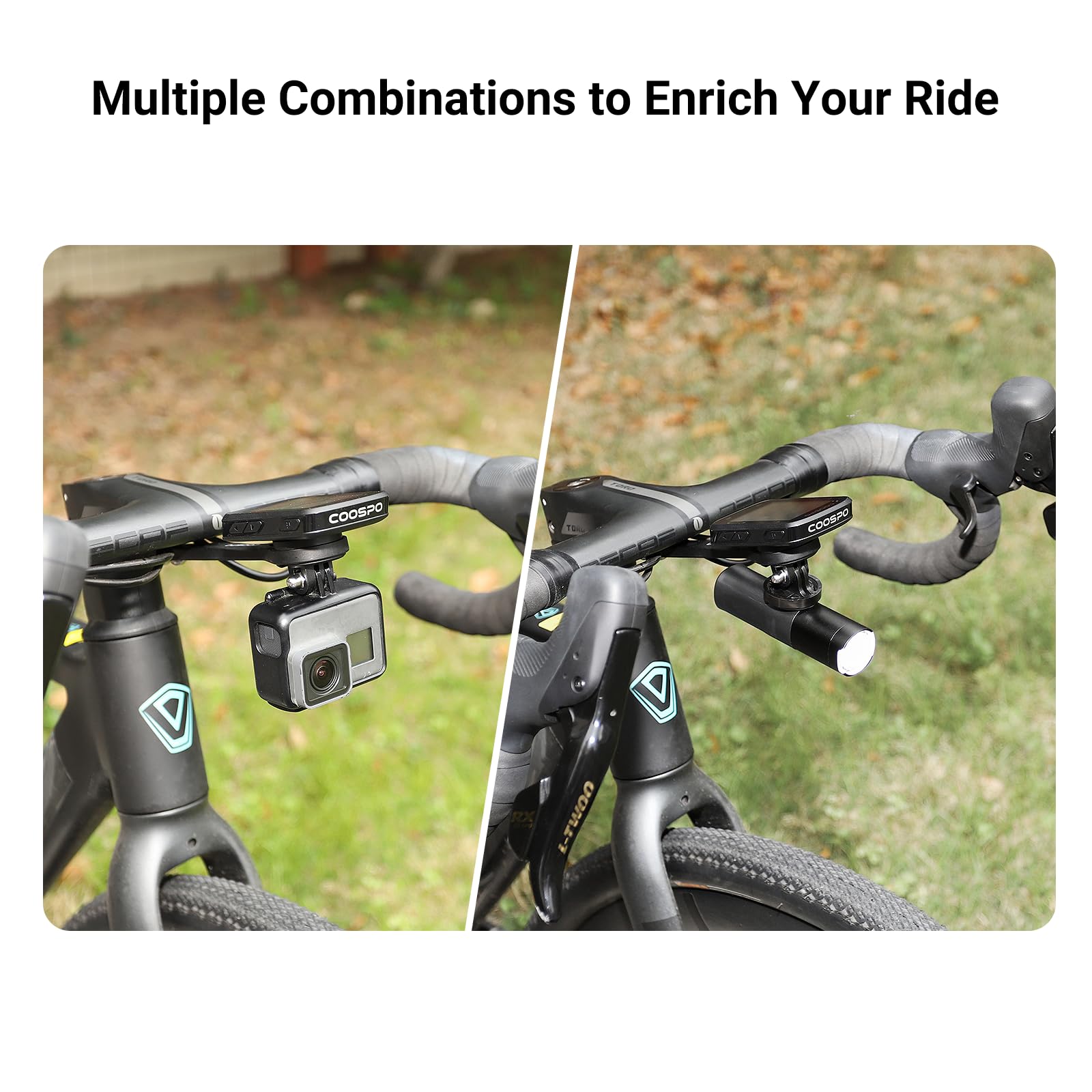 CooSpo Uchwyt na komputer rowerowy, szybkie mocowanie do komputera rowerowego Garmin, Wahoo, Bryton, kompatybilny z gopro, uchwyt rowerowy z przodu