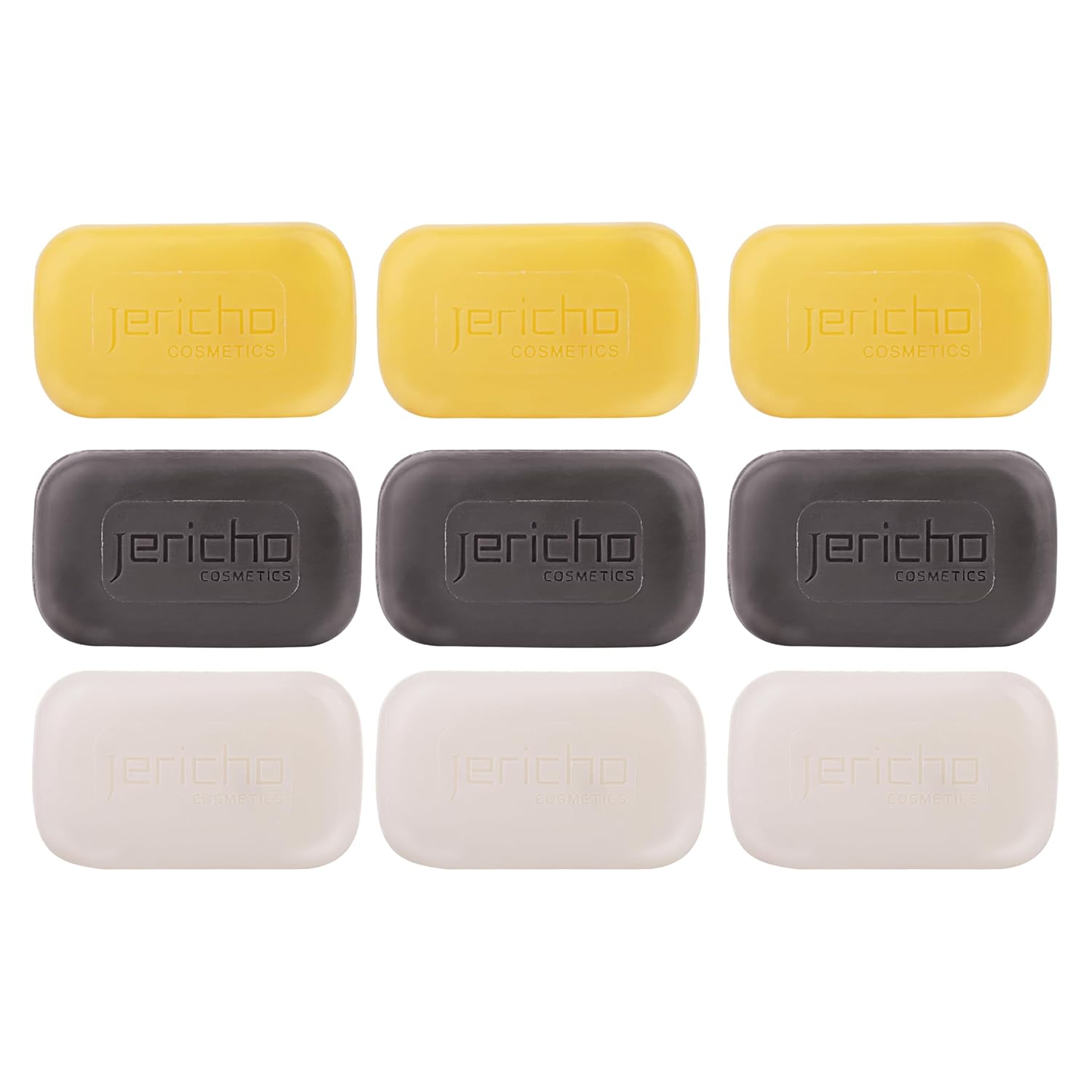 Jericho Dead Sea Soap Bar Variety Pack – 3 Bars (Cleansing, Sulfur, Mud) – Mineral-Rich Face & Body Soaps for All Skin Types, Oily Skin, and Acne Care - 4.4 oz / 125g (Pack of 9)