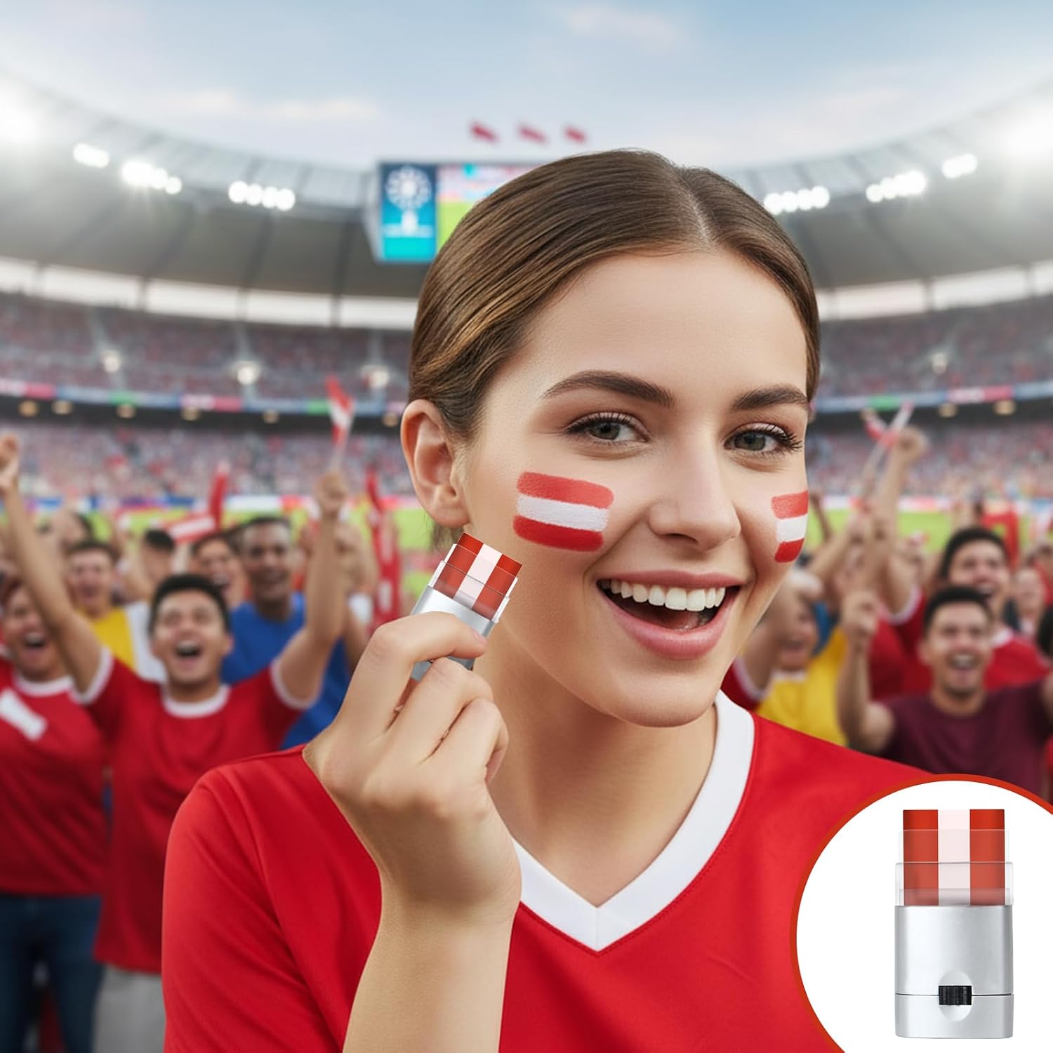 Red and White Eye Face Paint Sticks, Canada Sports Face Paint for Football Soccer Baseball Softball Athletes Sports Fan Makeup