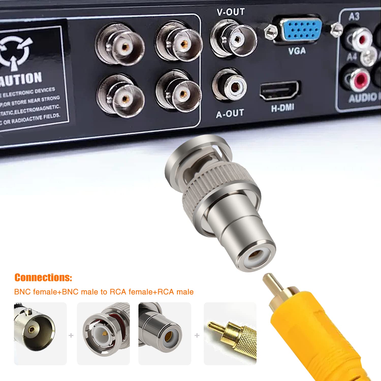 CCTV Lens Confezione Da 10 Adattatori BNC Maschio A RCA Femmina - Foto 7