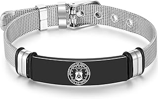 Personalized Stainless Steel Adjustable Size Engraved Bracelets for Men Women,Air Force Auxiliary Civil Air Patrol,US Air Force Army Navy Wristbands, Gifts for Dad and Grandpa (Black)