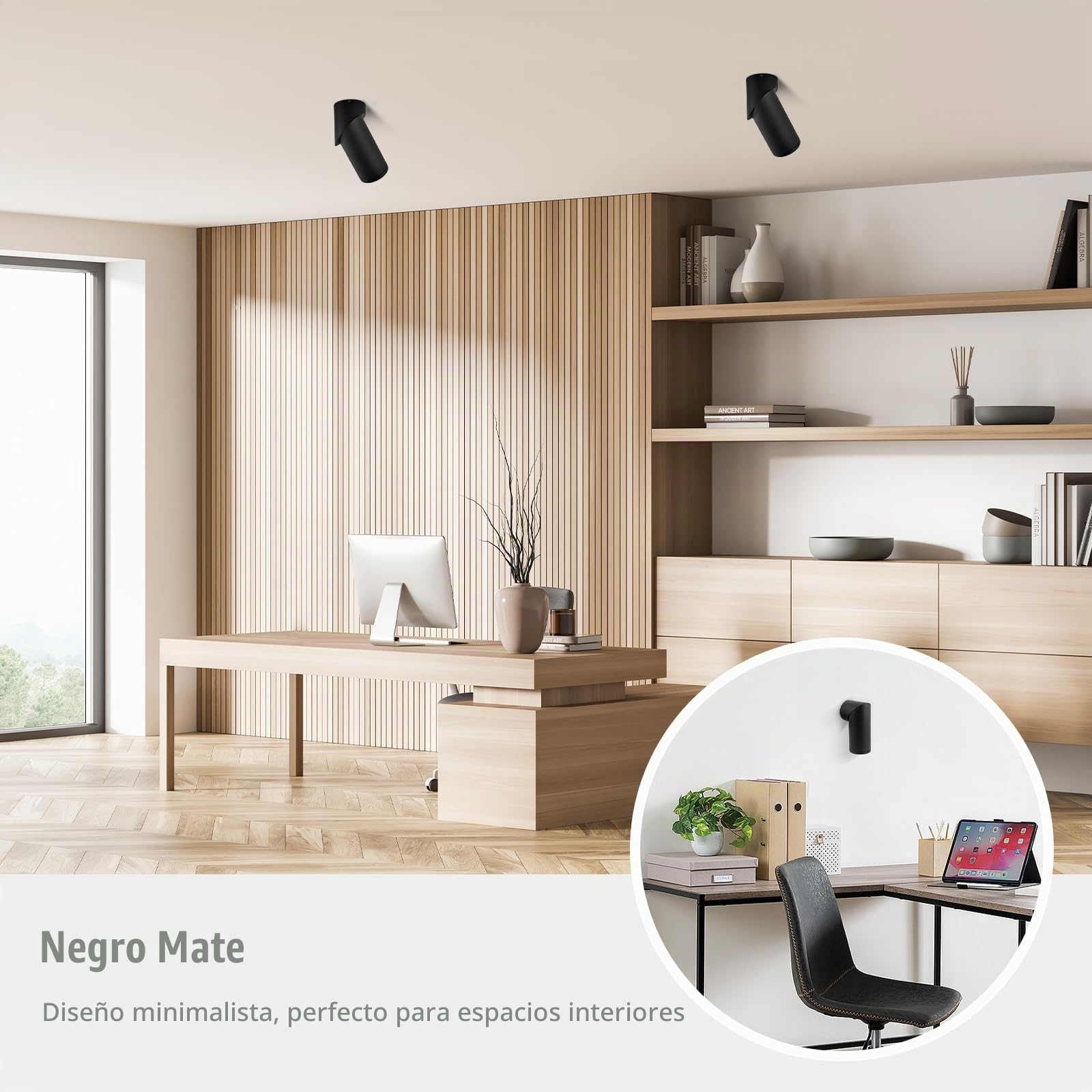 KYOTECH 2 focos empotrables negros orientables con casquillo GU10, lámpara de montaje de aluminio, focos de techo ajustables para pared y techo, sin bombilla