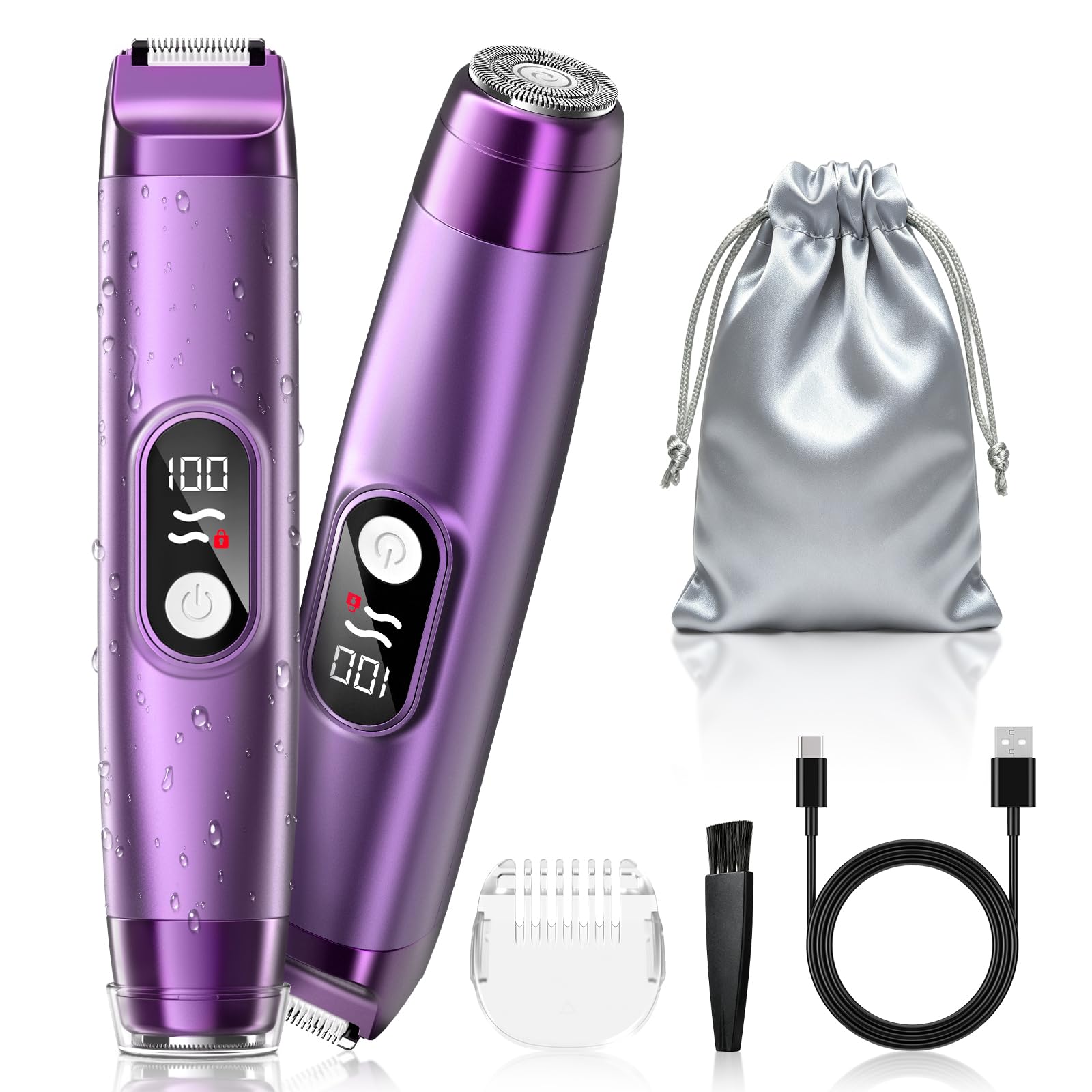 Bikini Trimmer for Women,2 in 1 Electric Razor & Bikini Shaver