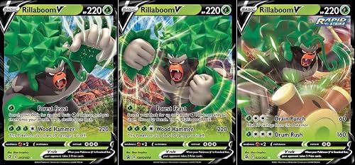 Rillaboom V - Lote de 3 cartas Pokemon - SWSH014-017/192 - Rebel Clash - Fusion 