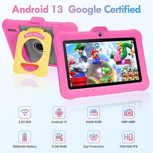 Miniatura 8 de SUMTAB Tablet para niños de 7 pulgadas Android para niños (de 2 a 14 años), 8 GB de RAM 64 GB ROM 128 GB expandir, software preinstalado, Bluetooth,