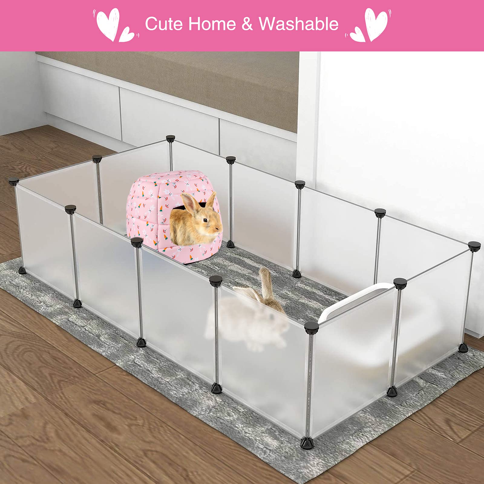 Großes Hasenbett / Kaninchenversteck – 35x35 Cm, Weiches Plüsch-Innenfutter, Abnehmbare Einlage, Für Kleine Haustiere