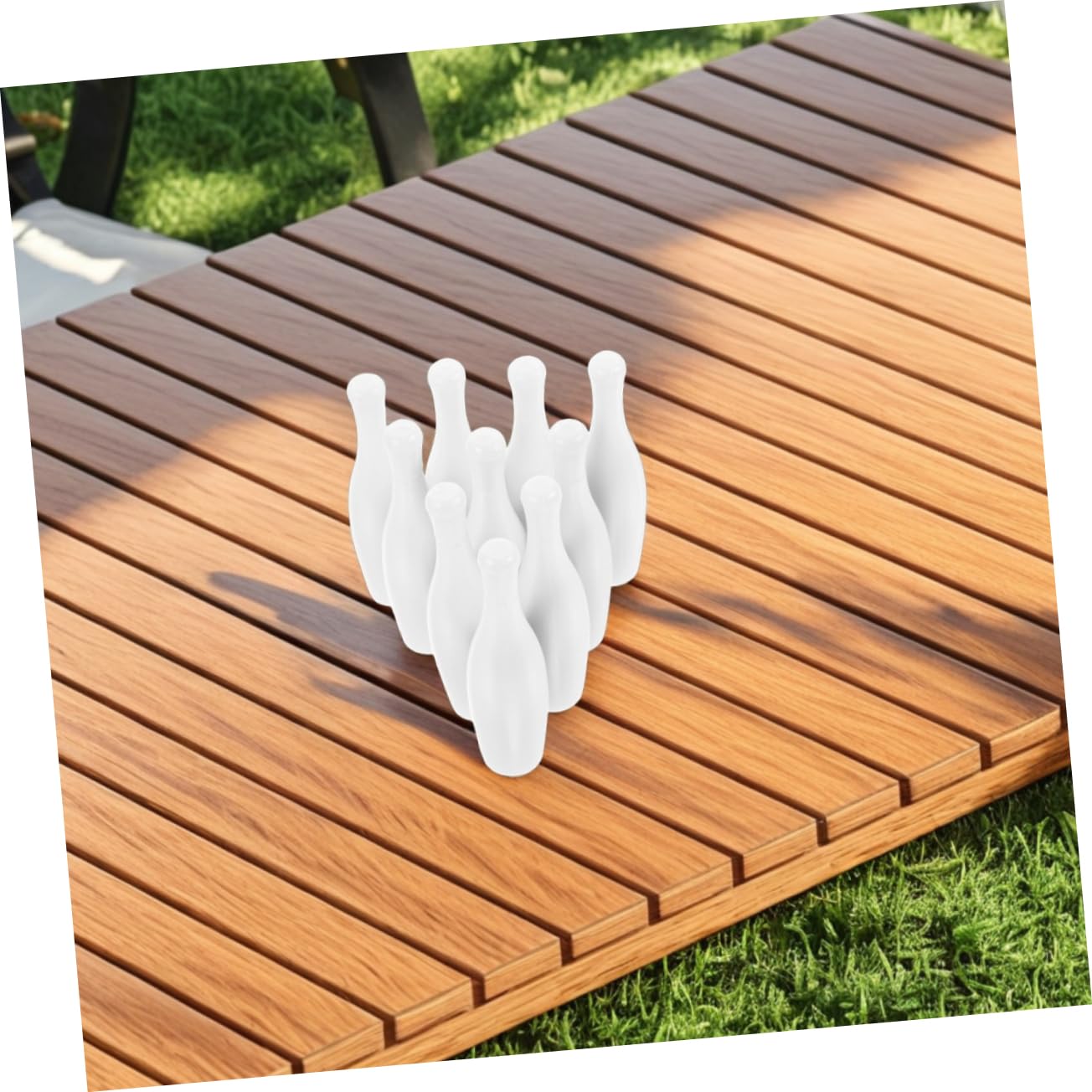Jeu De Mini Bowling En Bois Pour Table - Ensemble 10 Quilles + 2 Boules - Pour Intérieur, Famille, Enfants Et Adultes - 8
