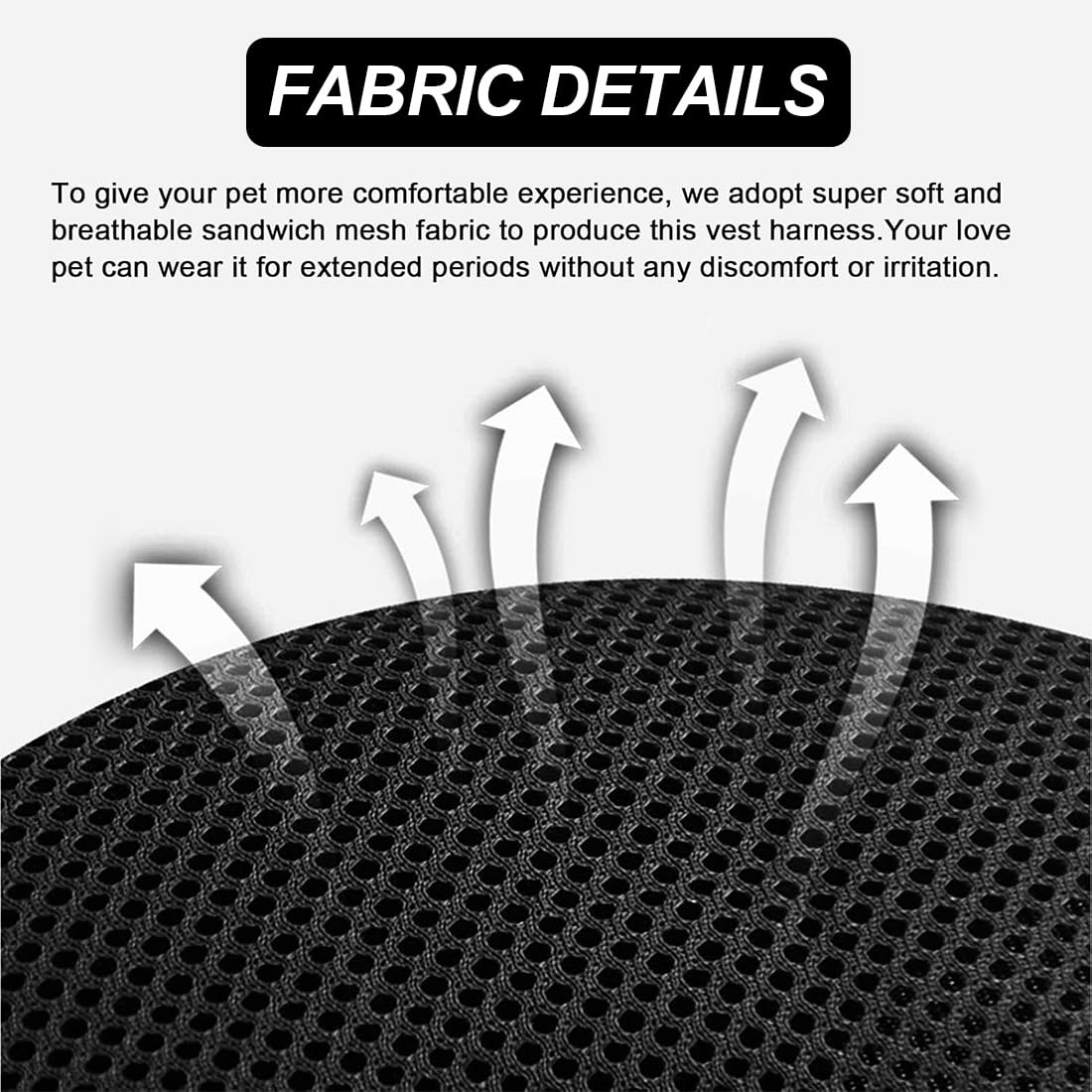 Cat Harness with Leash Car Leash Cat Harness Small Dogs Adjustable Breathable Knitted Fabric Dog Harness (XS, Black) - Image 3
