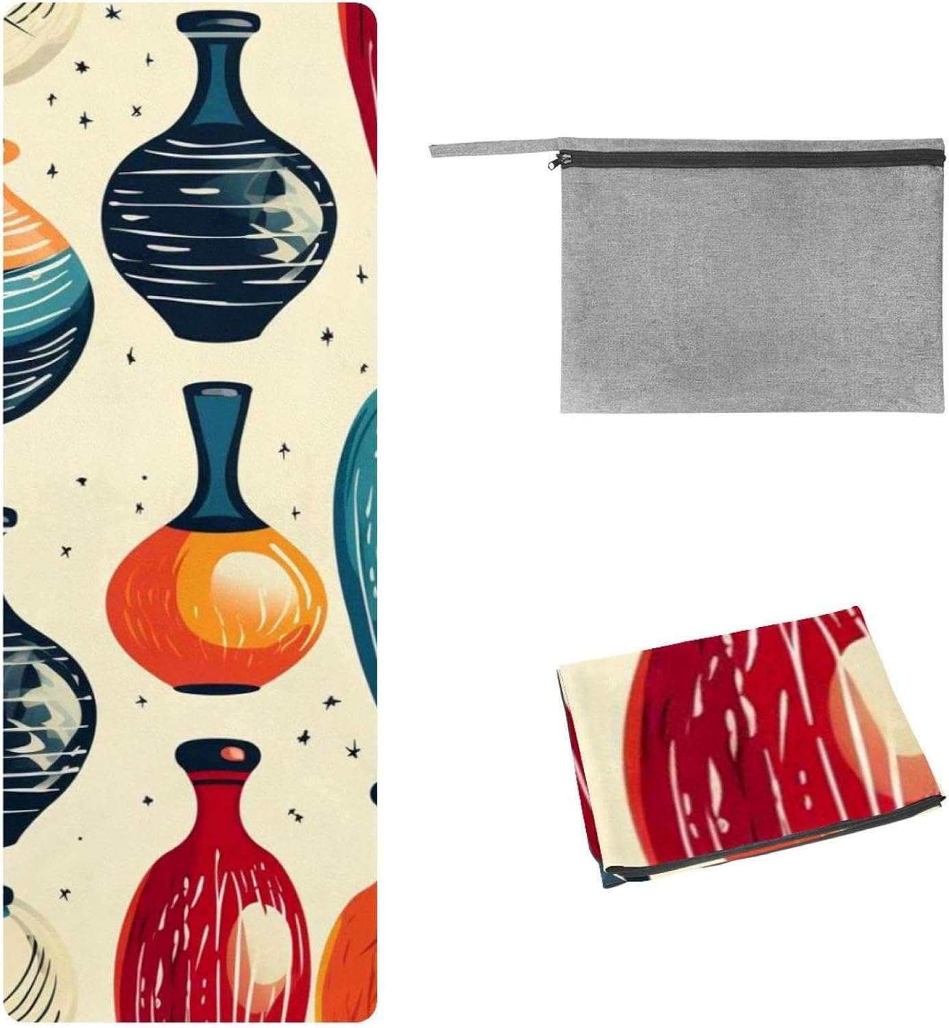 Yoga Towel, Bowling Pattern Non Slip Sweat Absorbent Hot Yoga Mat Towel for Hot Yoga, Pilates and Fitness - 72.8" x 26.8"