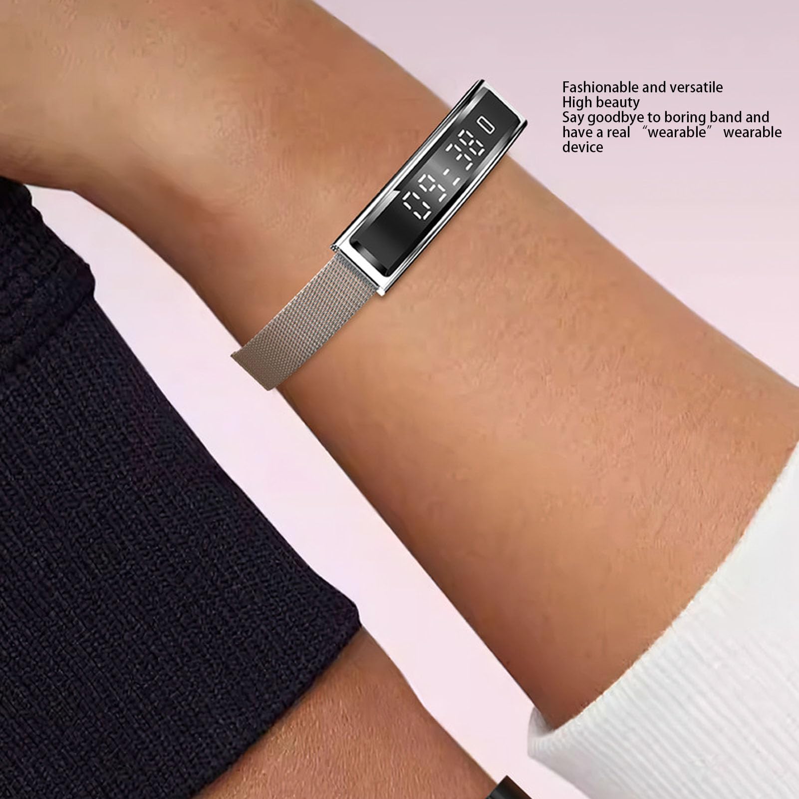 XUMIUZIY Bracciale Intelligente per Uomo Donna, Tracker di attività e Fitness, Supporta Promemoria Chiamate in Arrivo Contapassi, Cinturino Intelligente in Acciaio Resistente All'acqua (SILVER)