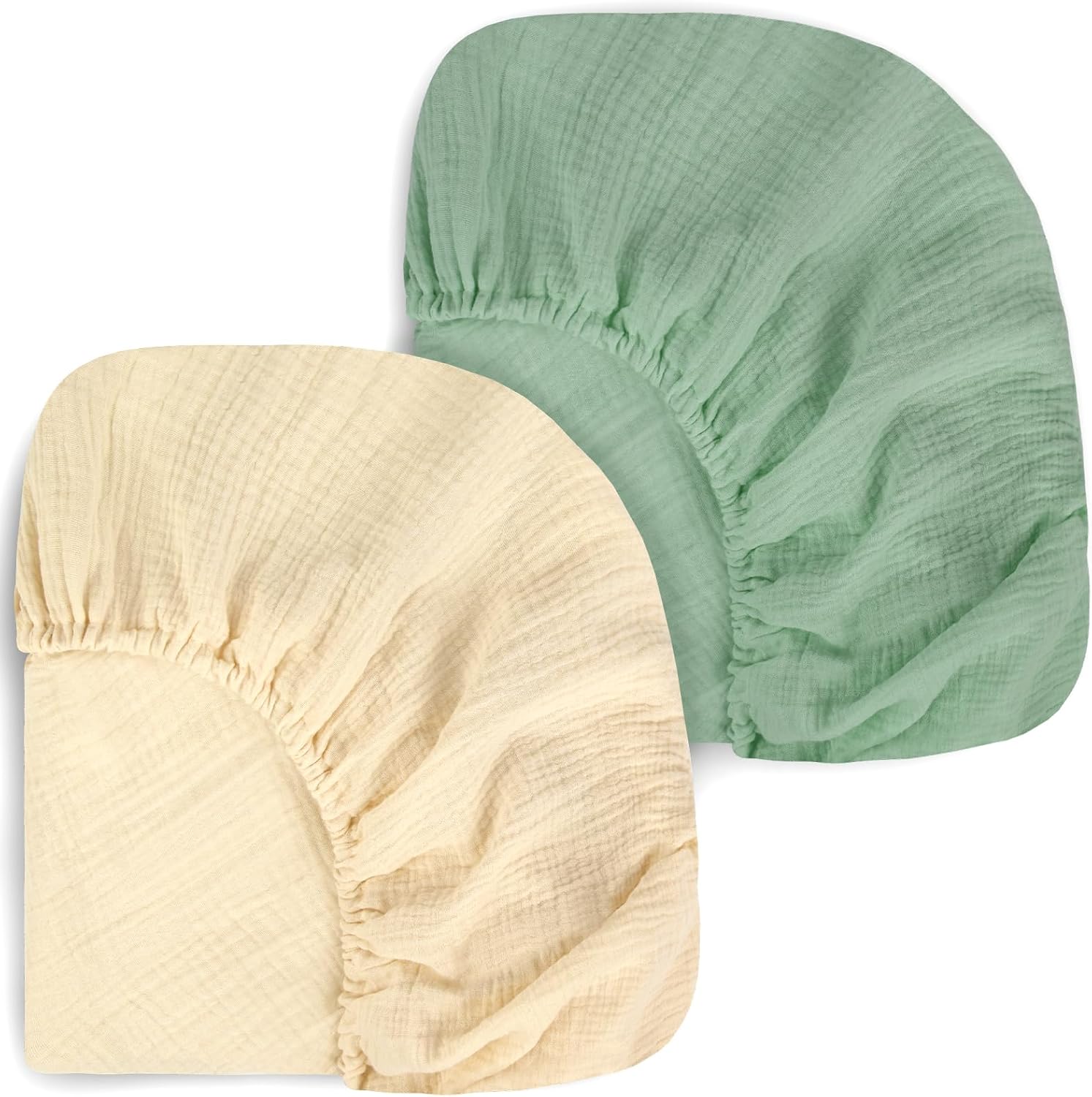 MIGIOL 100% Cotton Crib Sheet, Cotton Breathable Crib Sheet, Standard Crib Sheet, Size 52 "X 28", 2 Pieces (Apricot & Green)