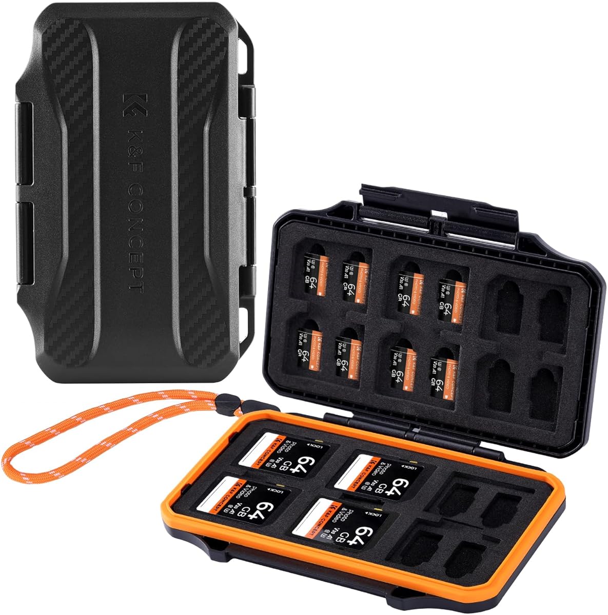 K&F CONCEPT 36 Slots SD Micro SD Memory Card Case, Water-Resistant SD Card Holder, Anti-Shock Card Carrying Storage Box for 24 Micro SD SDXC SDHC TF Cards and 12 SD SDXC SDHC Cards