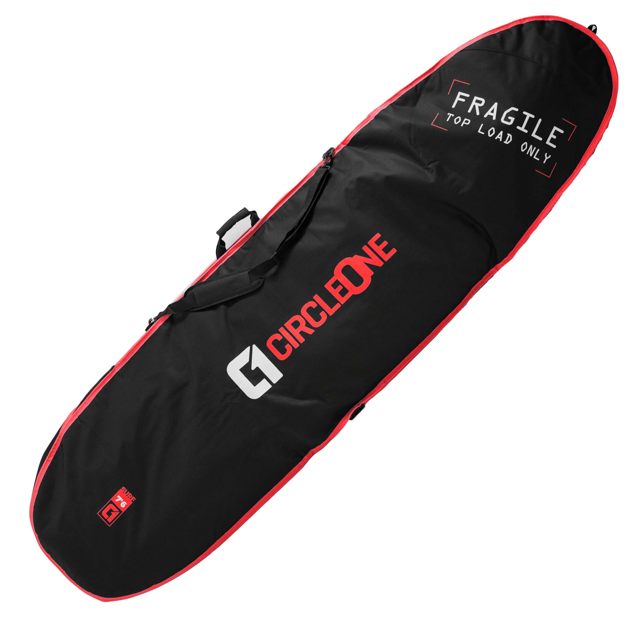 Circle One | Surfboard Bag | Fits 2 Surf Boards | 7ft 6inch Long | Thick Padded Durable Foam Padding | Handle and Shoulder Strap | Red