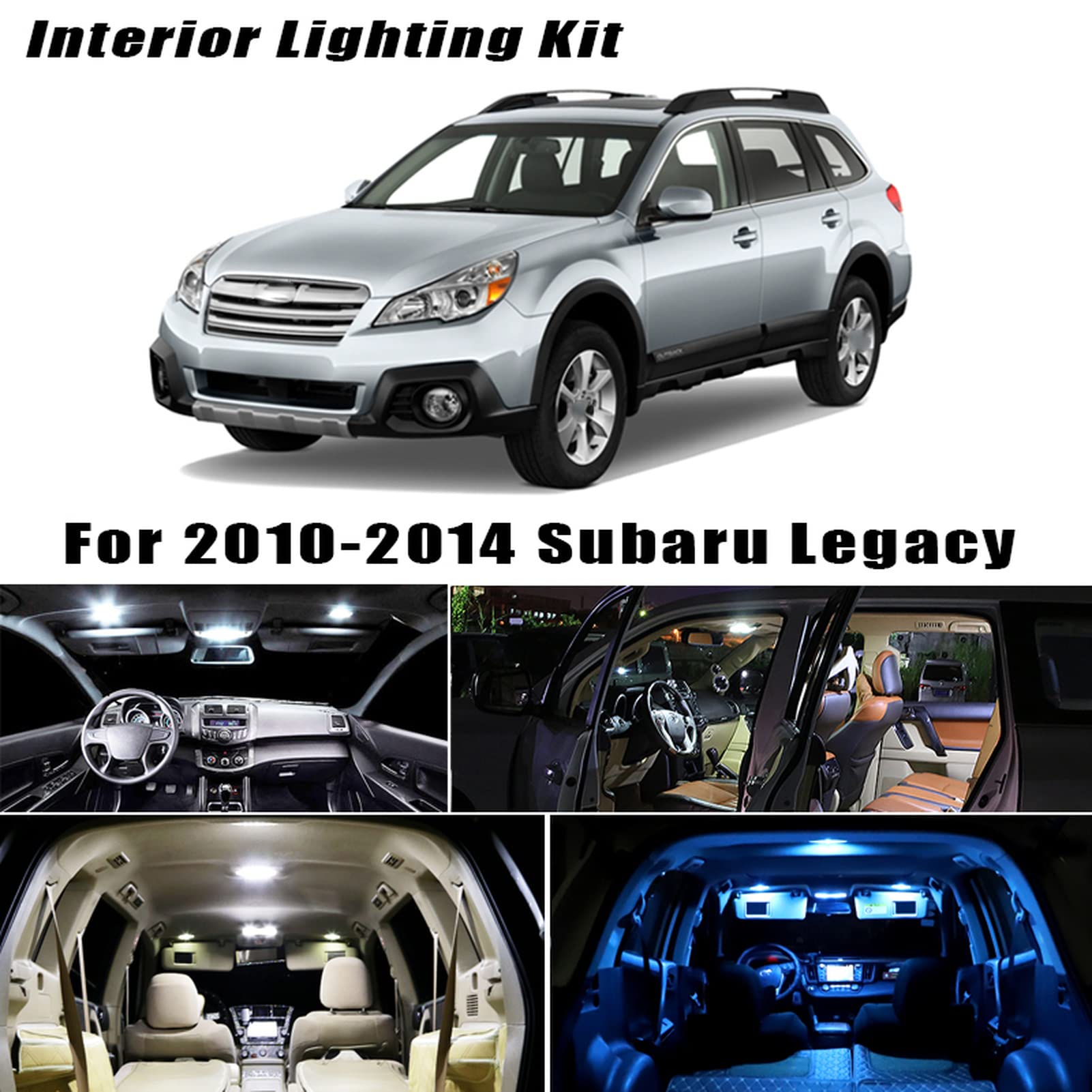 10 Uds. De Accesorios para Coche, Kits de Bombillas de luz LED para Interior, para Subaru Legacy 2010-2014, lámpara de Placa de matrícula para Maletero de cúpula de Mapa
