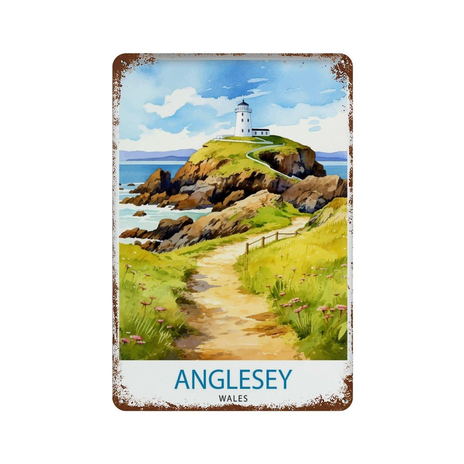 xiaoxiaoshen Anglesey Wales Travel Wall Decor Art Metal Tin Poster Modern Home Decor Art Home Bar Shop Decorations Vintage Sign 30x20cm