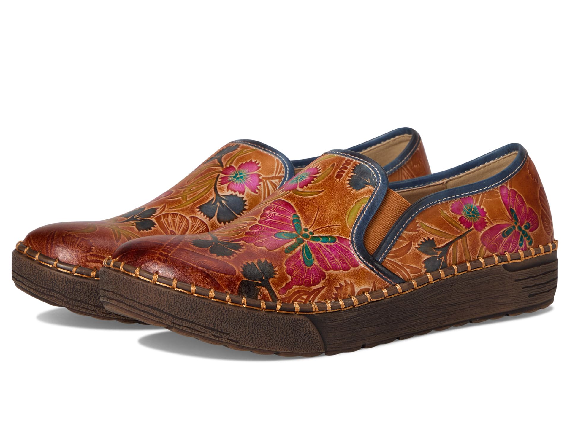 Spring Step L'Artiste Priela Slip-On Loafers | Hand-Painted Leather Shoes with Butterfly-Inspired Design