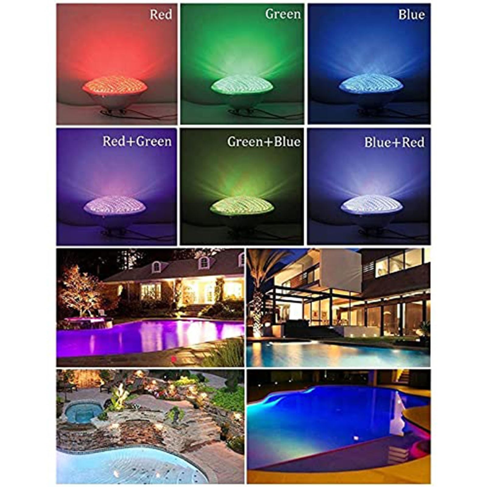 THEGA LED-Poolleuchten Mit Nische PAR56, Edelstahl, 12V AC, IP68, Einbau-Unterwasserleuchte Für Schwimmbäder, Wasserdicht(RGB+remote control,6W-12V)
