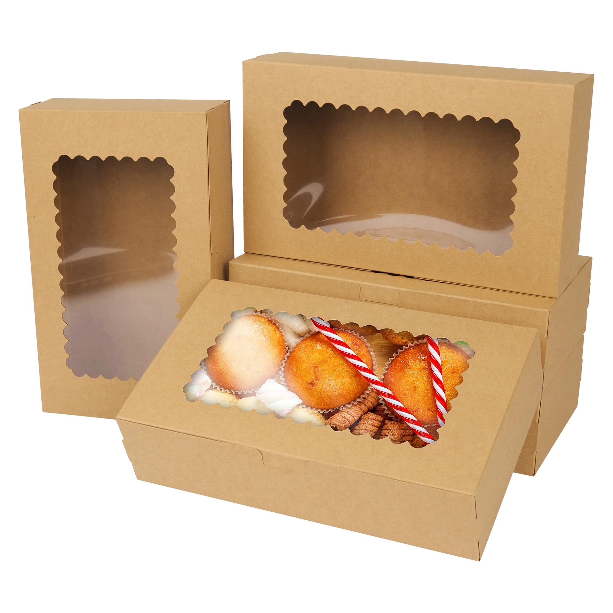 20 Braune Kuchenboxen Mit Fenster – 25,4 X 25,4 X 6,4 Cm, Aus Kraftkarton, Für Gebäck