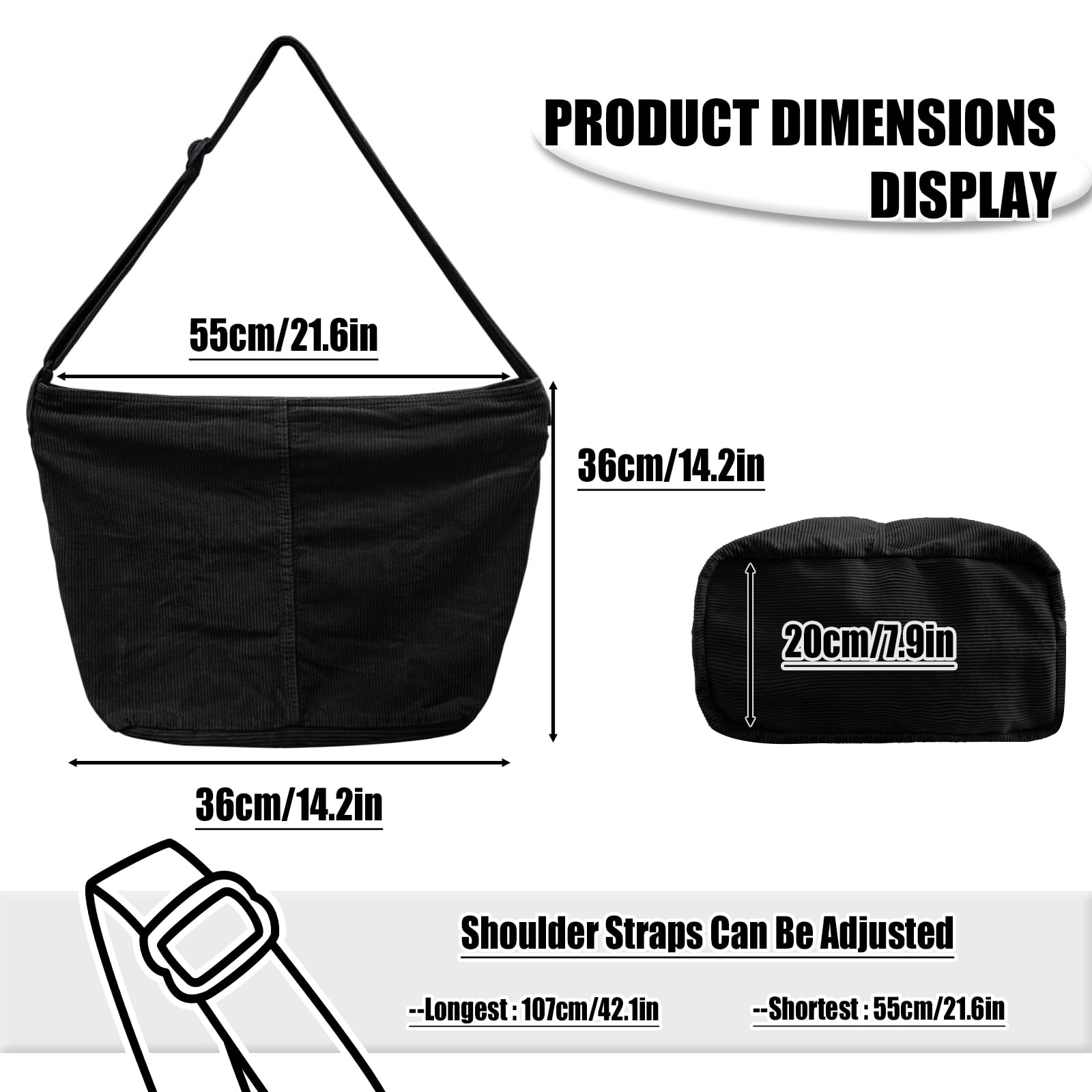 X SIM FITNESSX Sac fourre-tout unisexe décontracté sac à main grand en tissu tendance pour tous les jours, bureau/école/voyage, Noir