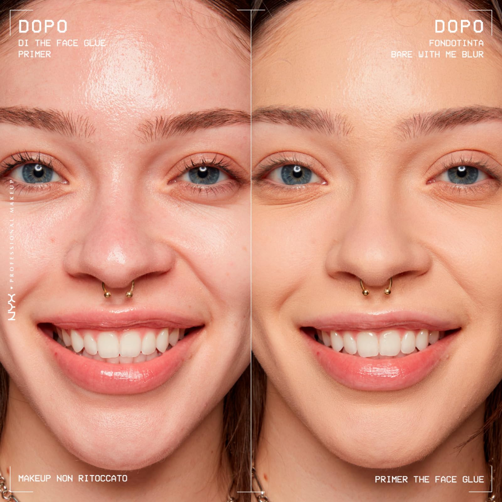 NYX Professional Makeup The Face Glue Setting Spray Fissante Trucco No Transfer Waterproof da 60ml + Gripping Primer Base Trucco Idratante da 35ml + The Brow Glue Gel Sopracciglia da 5ml - Set da 3