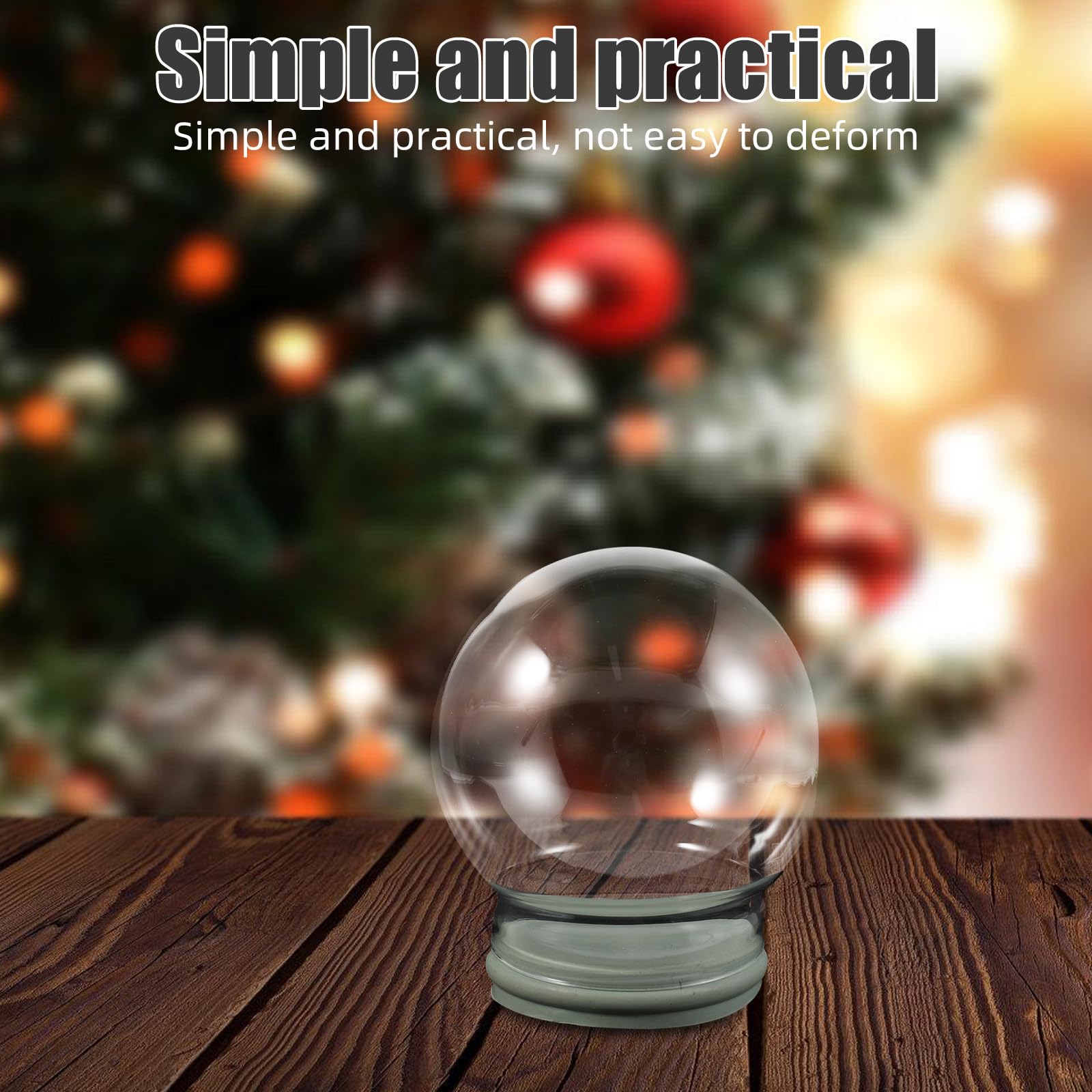 Toyvian 2 Piezas Globo de Nieve de Vidrio Transparente Vacío con Tapa de | Reutilizable, Diseño Engrosado y Fácil de Limpiar, Decoración Navideña para Hogar y Manualidades Año tras Año