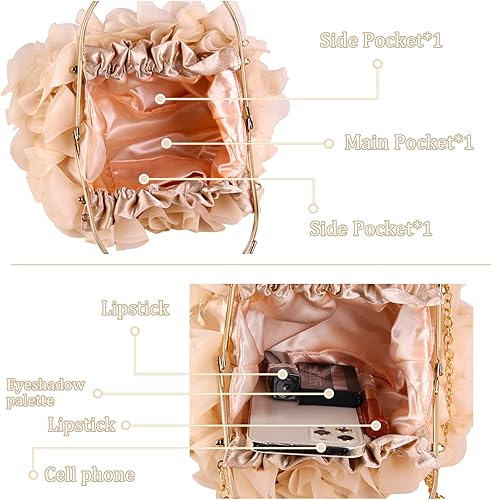 Miniatura 4 de Lanpet Bolsos de mano florales para mujer, bolso de noche de flores de satén, bolsos de fiesta de graduación