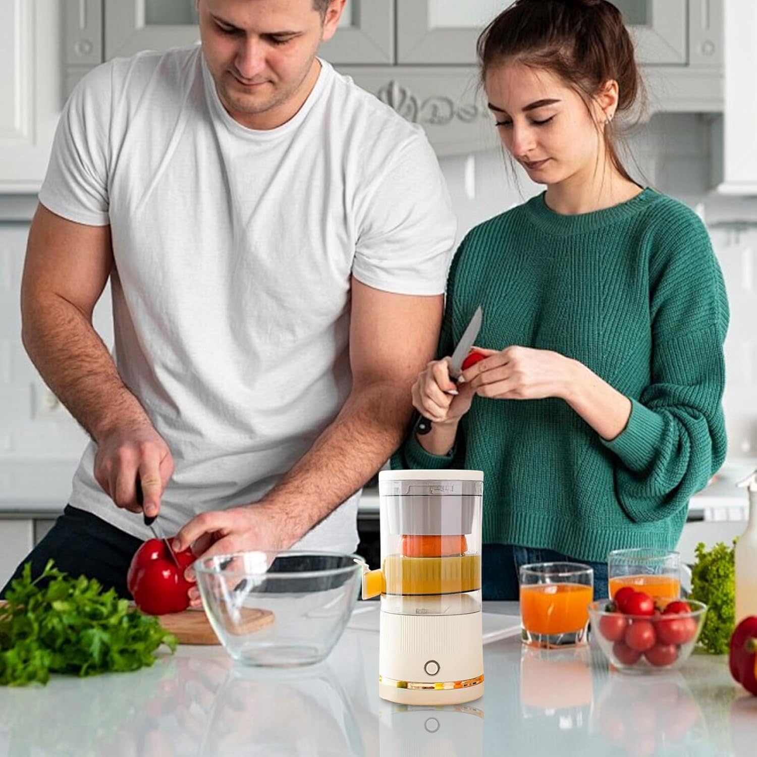 Automatic Separation Juicer | Citrus Fruit Press Machine, Orange Juice Squeezer With Portable Juice Container 7.4V Blender, Efficient Juicing For Lime Orange Grapefruit And Other Fruits