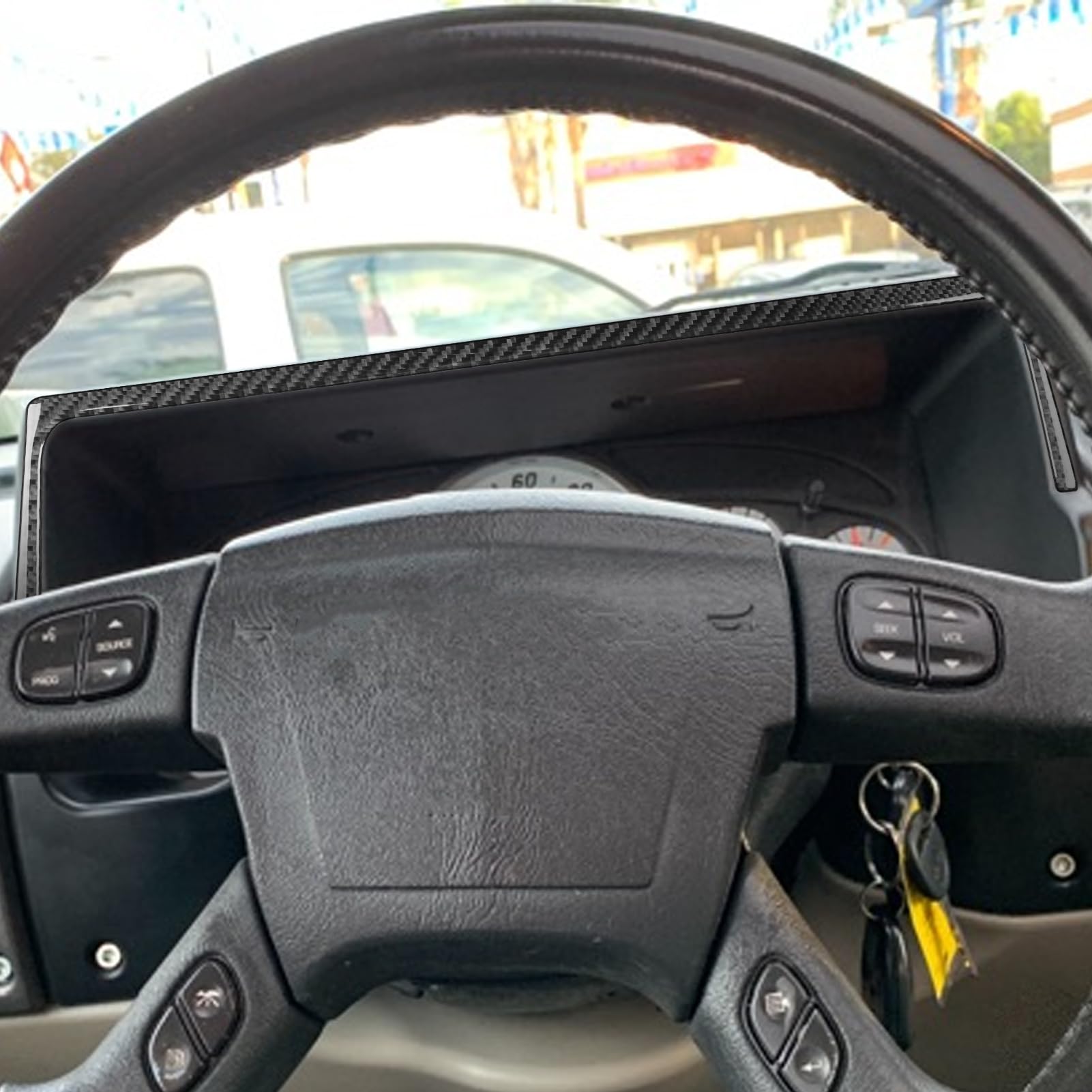 Real Premium Carbon Fiber Compatible with Hummer H2 2003 2004 2005 2006 2007 Accessories Car Center Dashboard Cover Sticker Decal Auto Interior Trim