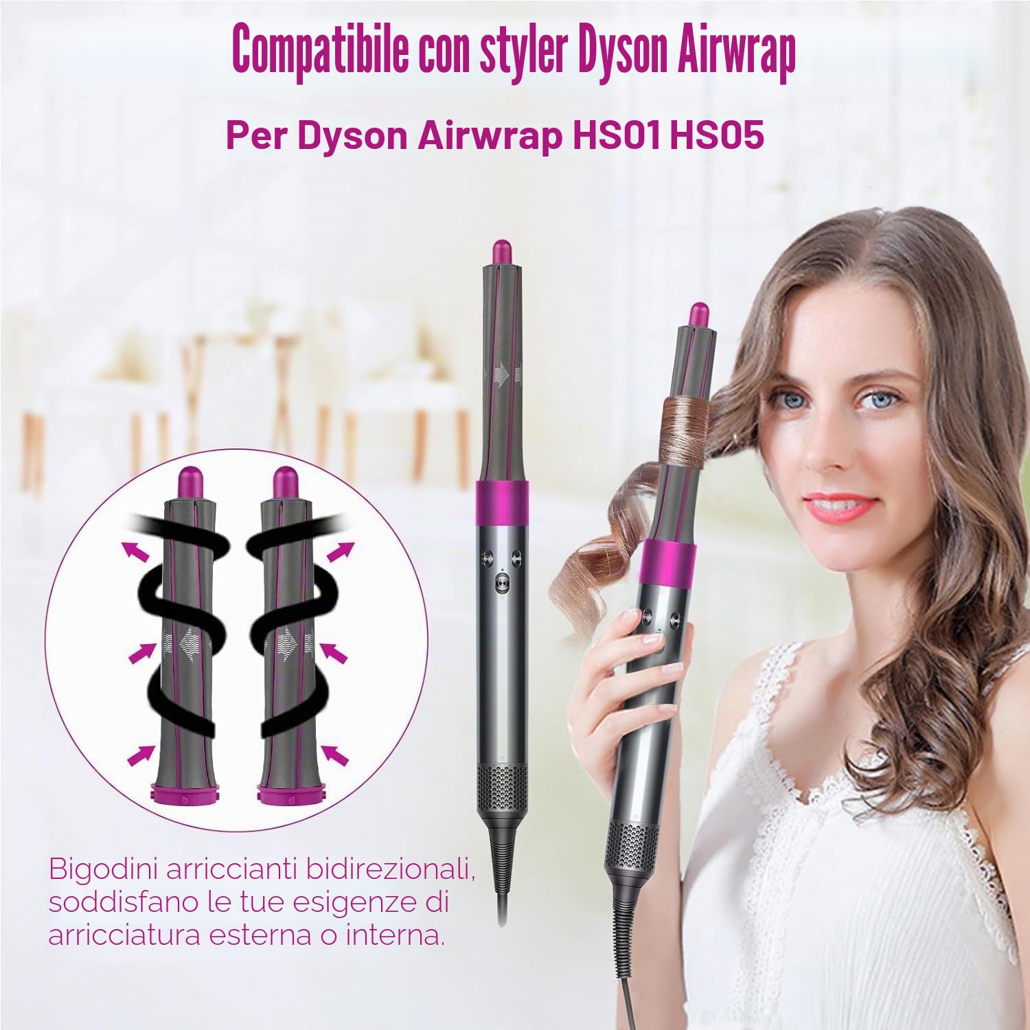 Chuancheng Kit di accessori per capelli per asciugacapelli per Dyson per Supersonic, arricciacapelli automatico, accessorio per diversi stili di capelli