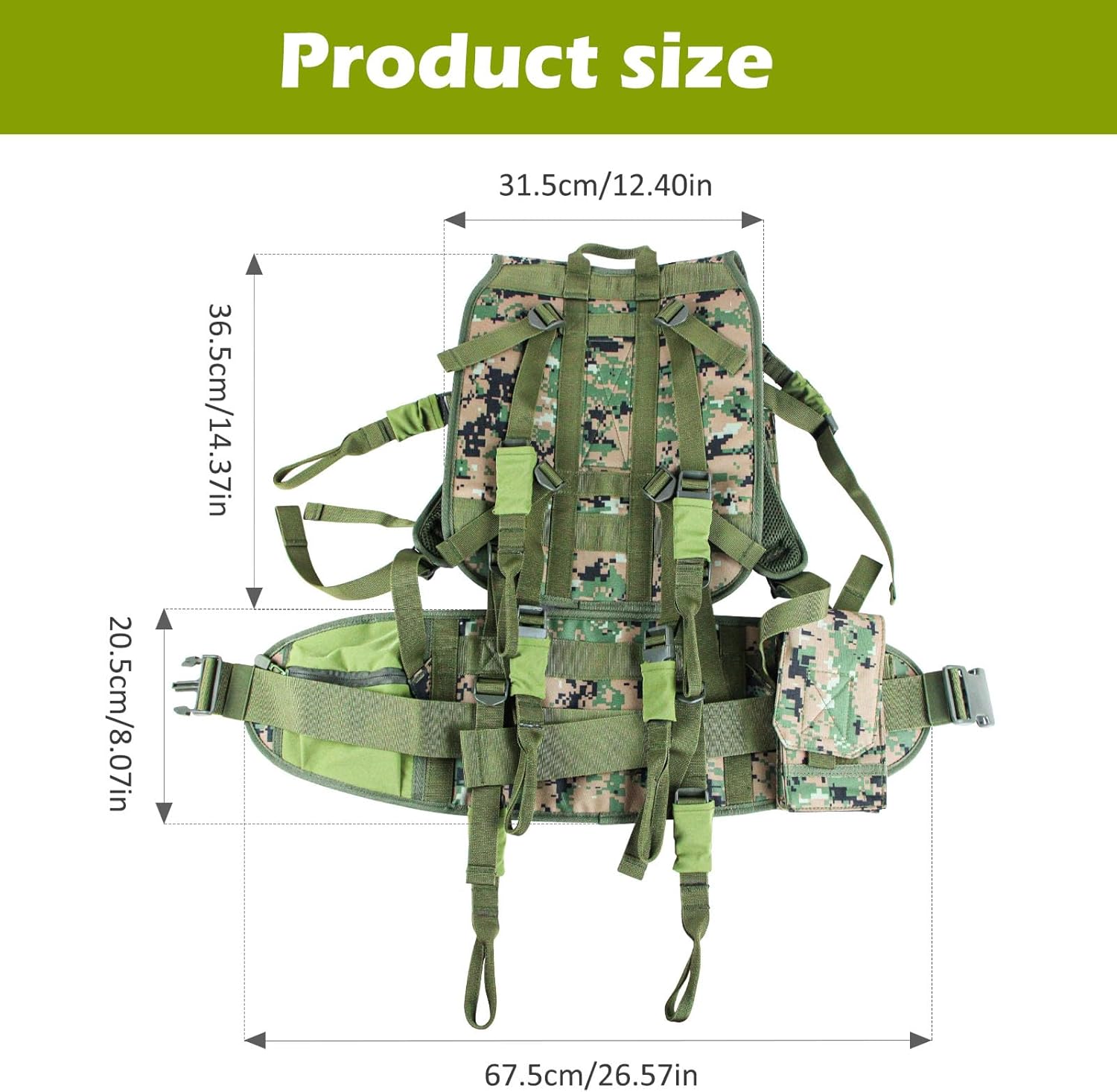 Tree Stand Carrier Backpack with Padded Straps, 8 Connection Points & 3 Pockets, Lightweight & Quiet, Universal Treestand Accessories