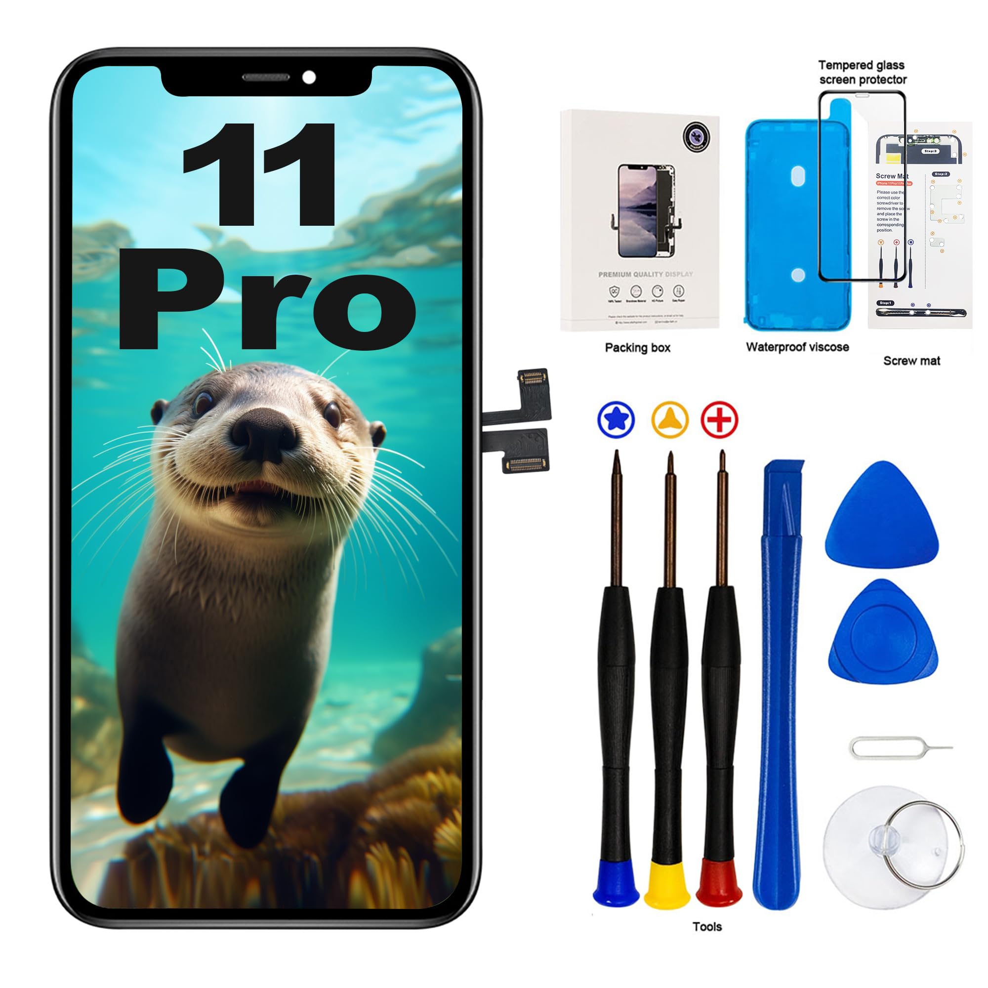 para Pantalla iPhone 11 Pro Pantalla LCD y digitalizador de Pantalla táctil 3D con Herramienta de reparación