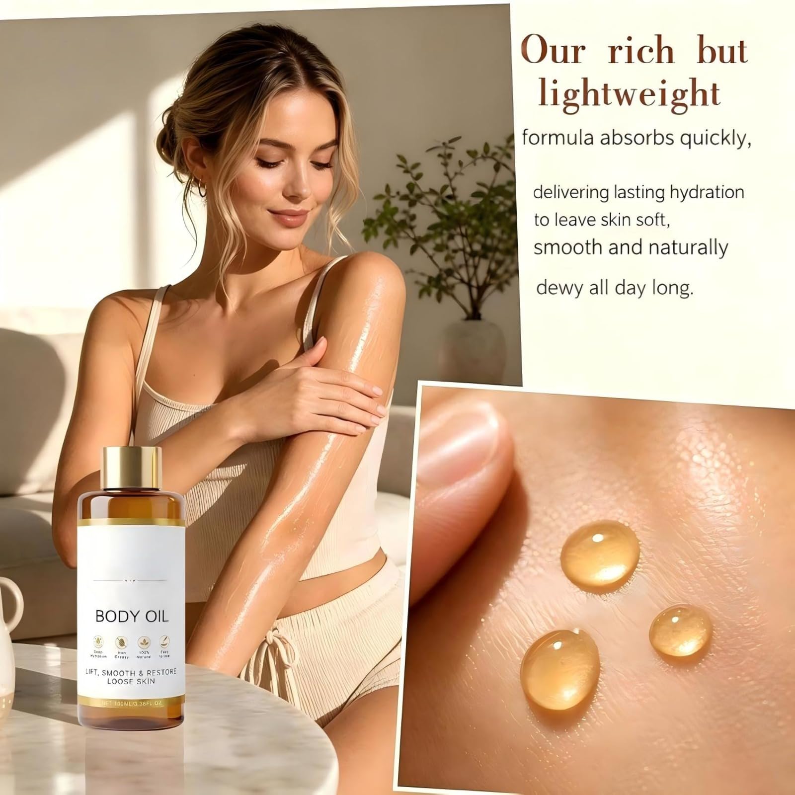 Skincu Glow Remedy Körperöl 100 Ml,Hautglättendes Massageöl Für Alle Gängigen Hauttypen,Leichtes,Nicht Fettendes,Schnell Einziehendes Feuchtigkeitsöl Für Frauen Und Männer (3pcs)