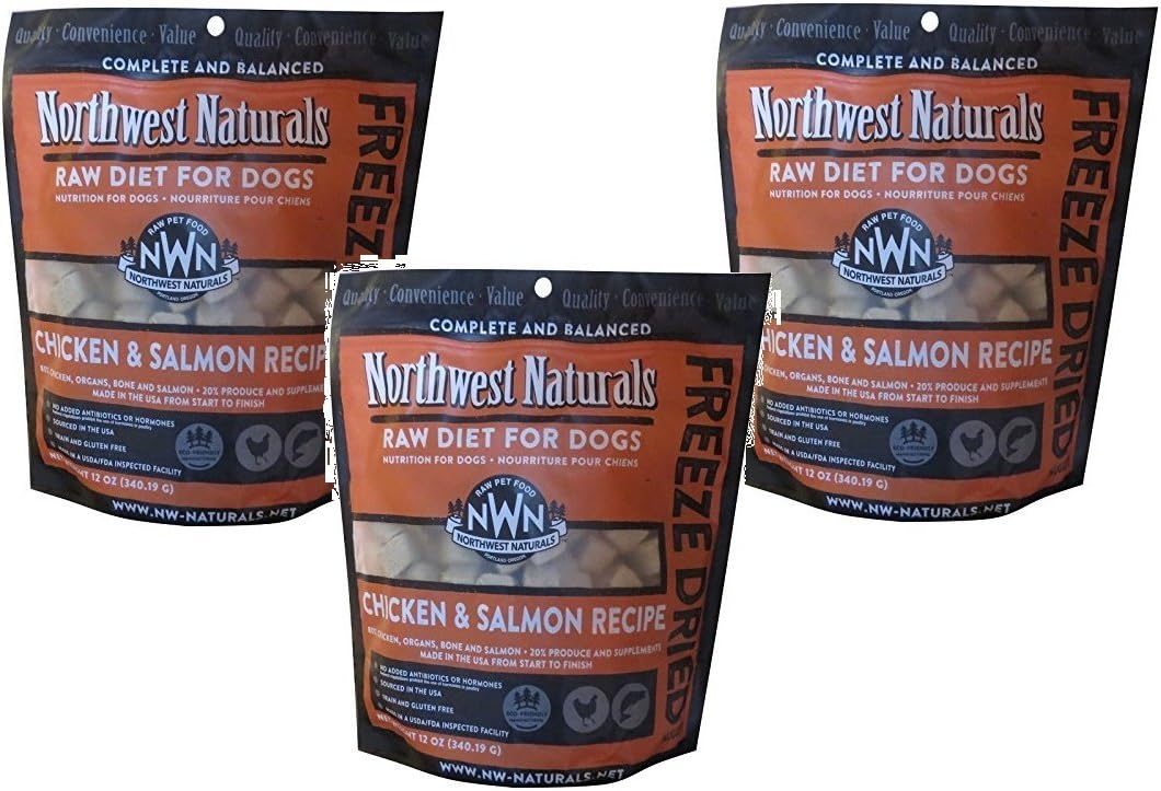 Northwest Naturals (3 Pack) Raw Rewards Freeze Dried Nuggets - Dinner for Dogs (Salmon/Chicken) 12oz Each